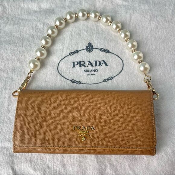 Prada Handbags - PRADA Tan Saffiano Leather Trifold Wallet Galleria  Card Holder Mini Bag